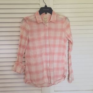 G.H. Bass & Co. XS Linen Pink and White Plain Button Up